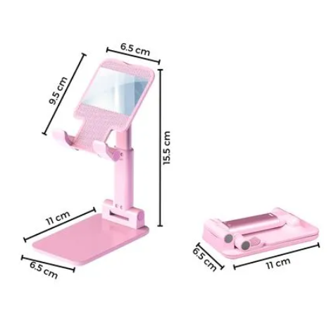 Soporte de Celular con Espejo Ajustable Plegable para Escritorio