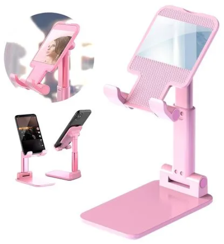 Soporte de Celular con Espejo Ajustable Plegable para Escritorio