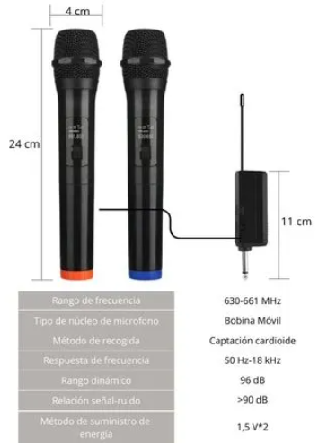 Micrófono Inalámbrico Digital Doble Pack Profesional Bossney BS-H9825